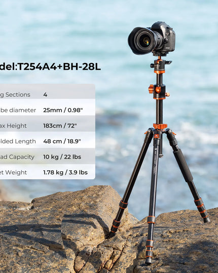 K&F Concept T254A4 trikojis su rutuline galvute BH-28L
