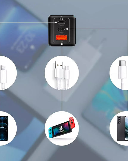 BASEUS Greitas Sieninis Įkroviklis 3 USB Prievadai 2x USB-C Maitinimo Adapteris 65W PD QC GaN