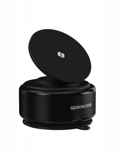 Spacecase automatinis magnetinis automobilinis telefono laikiklis su siurbtuku, skirtas MagSafe, juodas