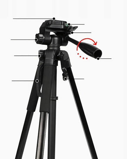 Aukštas 168 cm fotoaparato, kameros ir telefono trikojis 4 viename