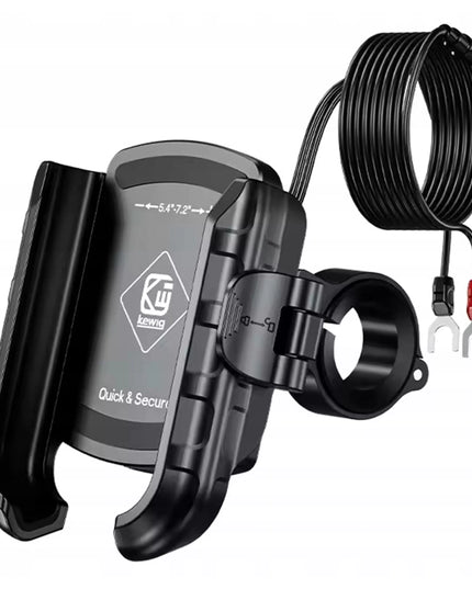 Motociklinis telefono laikiklis, antivibracinis, USB-C PD 36W krovimas, ant vairo