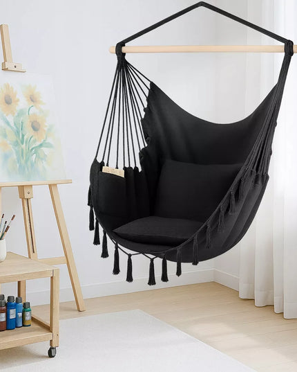 Sūpuoklės Kėdė BOHO Brazilijos Kėdė Sodo Hamakas Balkonui JUODA