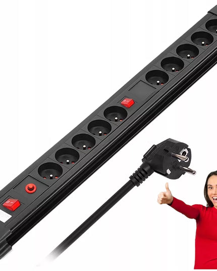 Maitinimo juosta su 10 lizdų, 1,5 m laidu, automatiniu saugikliu