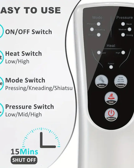 Fenash Šildomas Pėdų ir Kojų Kompresinis Masažuoklis su Skaitmeniniu Ekranu ir Saugojimo Maišeliu