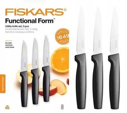 FISKARS 3 peilių rinkinys daržovėms pjaustyti ir skusti, dėžutėje