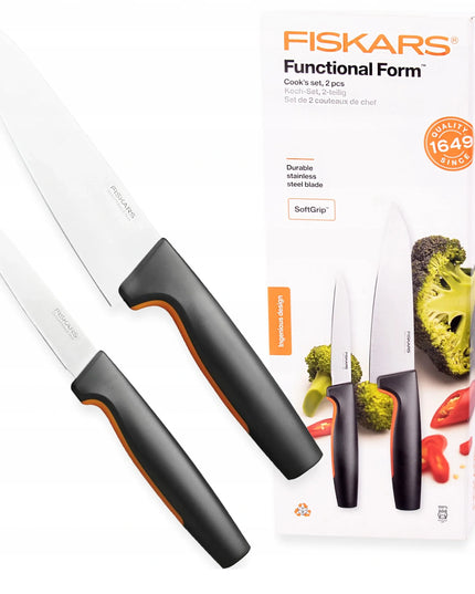Fiskars dviejų dalių peilių rinkinys, skirtas šefo darbams ir daržovių skutimui