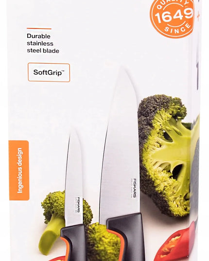 Fiskars dviejų dalių peilių rinkinys, skirtas šefo darbams ir daržovių skutimui
