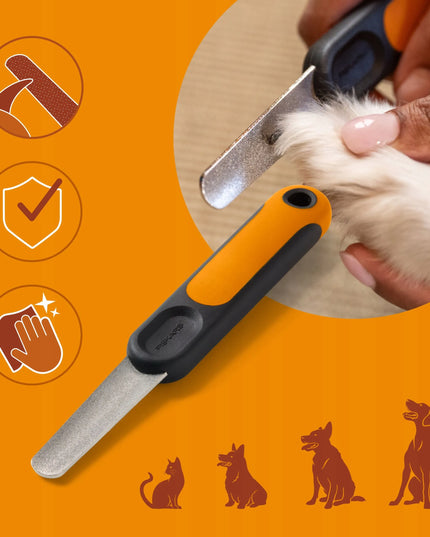 FISKARS nagų dildė šunims ir katėms, profiliuota, saugi, 18,3 cm