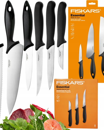 FISKARS peilių rinkinys, 6 dalių, ESSENTIAL serija