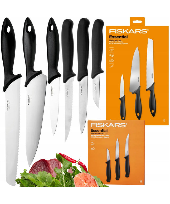 FISKARS peilių rinkinys, 6 dalių, ESSENTIAL serija