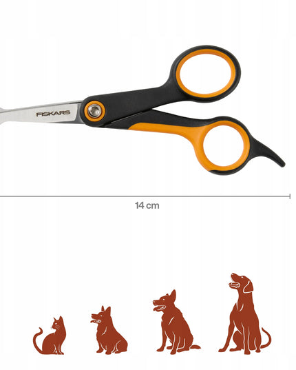 FISKARS užapvalintos žirklės šunų ir kačių kailio priežiūrai, 14 cm