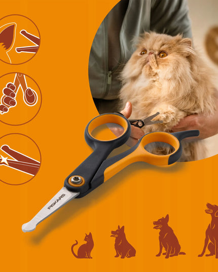 FISKARS užapvalintos žirklės šunų ir kačių kailio priežiūrai, 14 cm