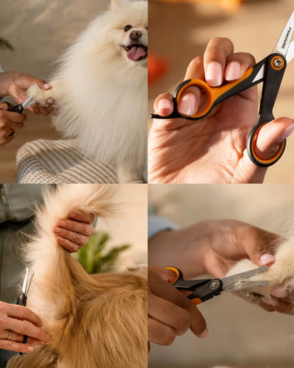 FISKARS užapvalintos žirklės šunų ir kačių kailio priežiūrai, 14 cm