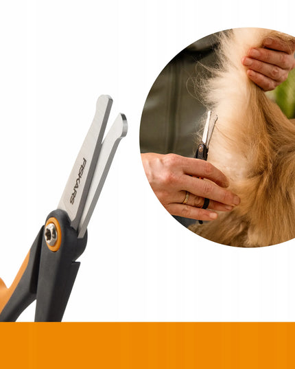 FISKARS užapvalintos žirklės šunų ir kačių kailio priežiūrai, 14 cm