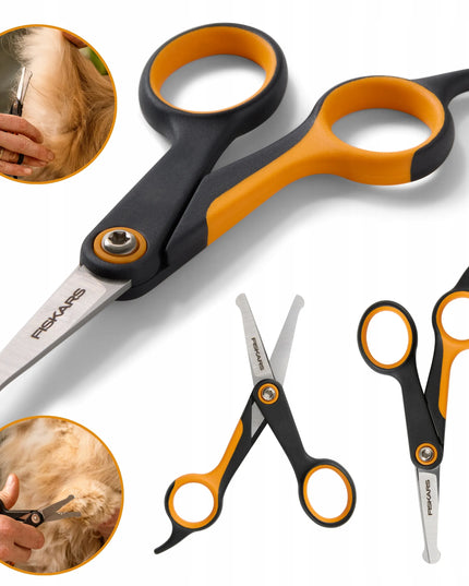 FISKARS užapvalintos žirklės šunų ir kačių kailio priežiūrai, 14 cm
