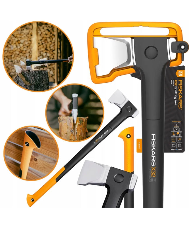 Fiskars X32 XXXL skaldymo kirvis – galingas ir kokybiškas įrankis malkoms skaldyti
