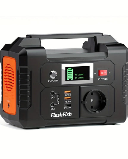 Nešiojama energijos stotelė Flashfish E200 – 200 W, 151 Wh (40800 mAh), su AC, DC ir USB, saulės įkrovimo galimybė