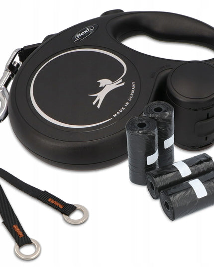 FLEXI automatinis pavadėlis su juostele 8m, Multi Box dėžute ir maišeliais šunims