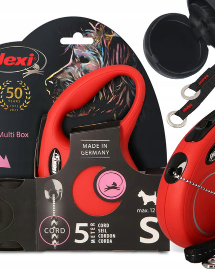 FLEXI automatinis pavadėlis šunims ir katėms iki 12 kg, 5 m ilgio laidas su „Multi Box“ dėžute