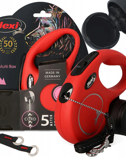 FLEXI automatinis pavadėlis šunims ir katėms iki 12 kg, 5 m ilgio laidas su „Multi Box“ dėžute