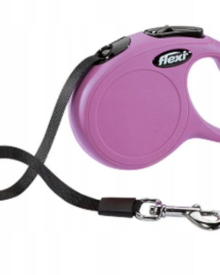 FLEXI automatinis šuns pavadėlis su juosta 3 m, susivyniojantis, tvirtas su fiksatoriumi iki 12 kg, rožinis