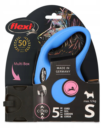 FLEXI automatinis šunų pavadėlis su „Multi Box“ dėžute 5 m, iki 12 kg, mėlynas