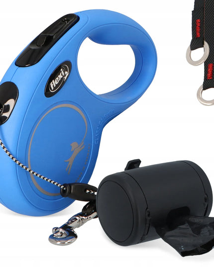 FLEXI automatinis šunų pavadėlis su „Multi Box“ dėžute 5 m, iki 12 kg, mėlynas