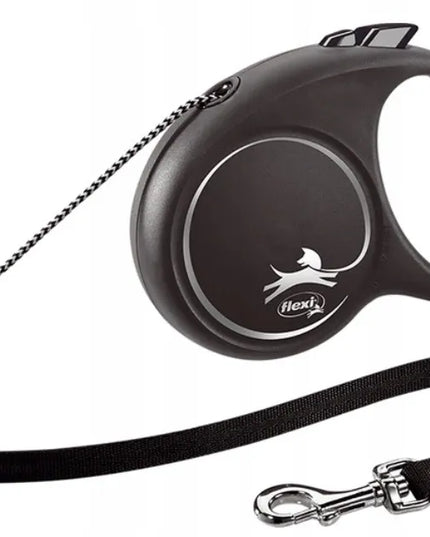 Flexi Black Design automatinis pavadėlis šunims, lyninis, M dydis, juodas, 5 metrai
