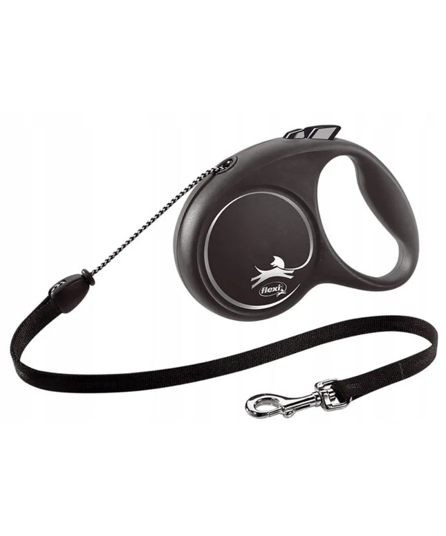 Flexi Black Design automatinis pavadėlis šunims, lyninis, M dydis, juodas, 5 metrai