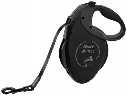 FLEXI Giant Black automatinis pavadėlis šunims, juostinis, 8 m, juodas