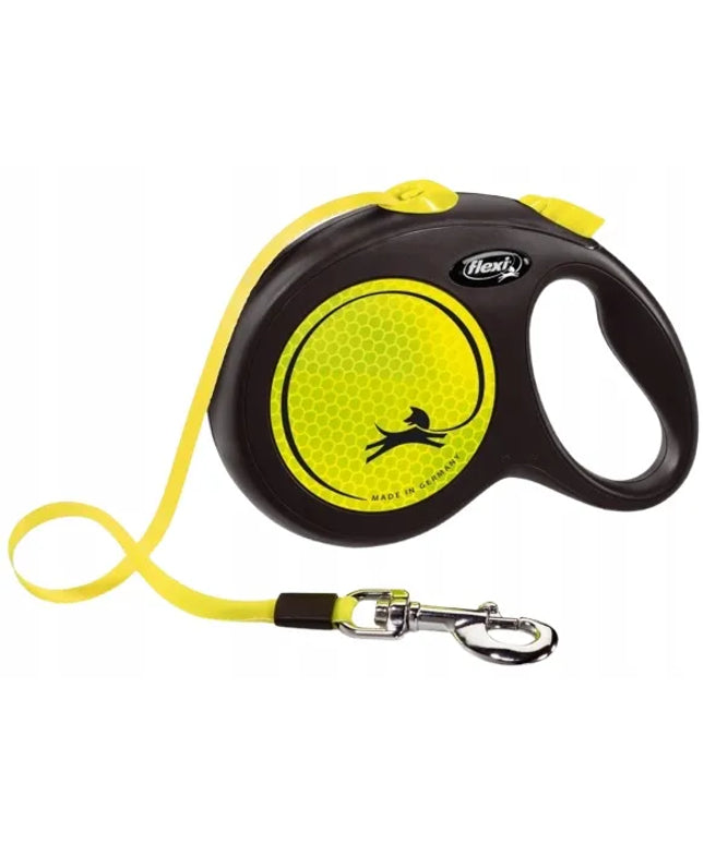 Flexi Neon L automatinis pavadėlis šunims, diržinis, geltonas, 5 m