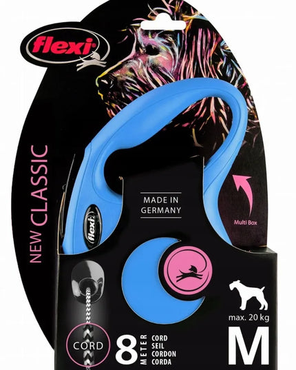 FLEXI New Classic automatinis pavadėlis šunims, M dydis, mėlynas, 8 m