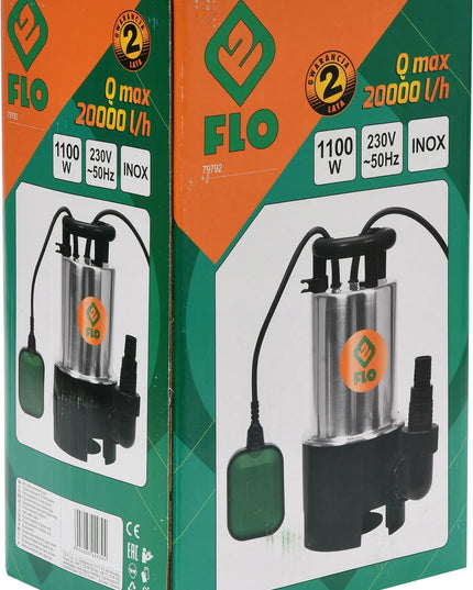 FLO 79792 1100W panardinamasis siurblys nešvariam ir švariam vandeniui (INOX)