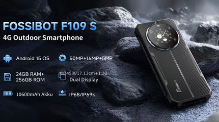 FOSSiBOT F109S – Galingas Android 15 išmanusis telefonas su 24GB RAM ir 10600 mAh baterija