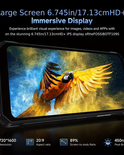 FOSSiBOT F109S – Galingas Android 15 išmanusis telefonas su 24GB RAM ir 10600 mAh baterija