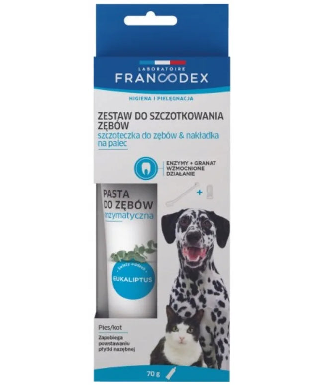 Francodex dantų priežiūros rinkinys šunims su šepetėliu ir pasta