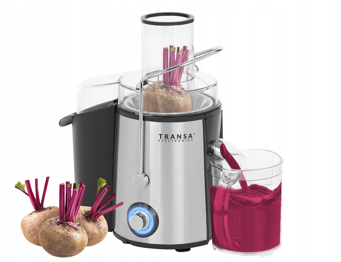 Galinga vaisių ir daržovių sulčiaspaudė FreshJuice TRANSA 1400W – greita ir efektyvi sulčių gamyba namuose