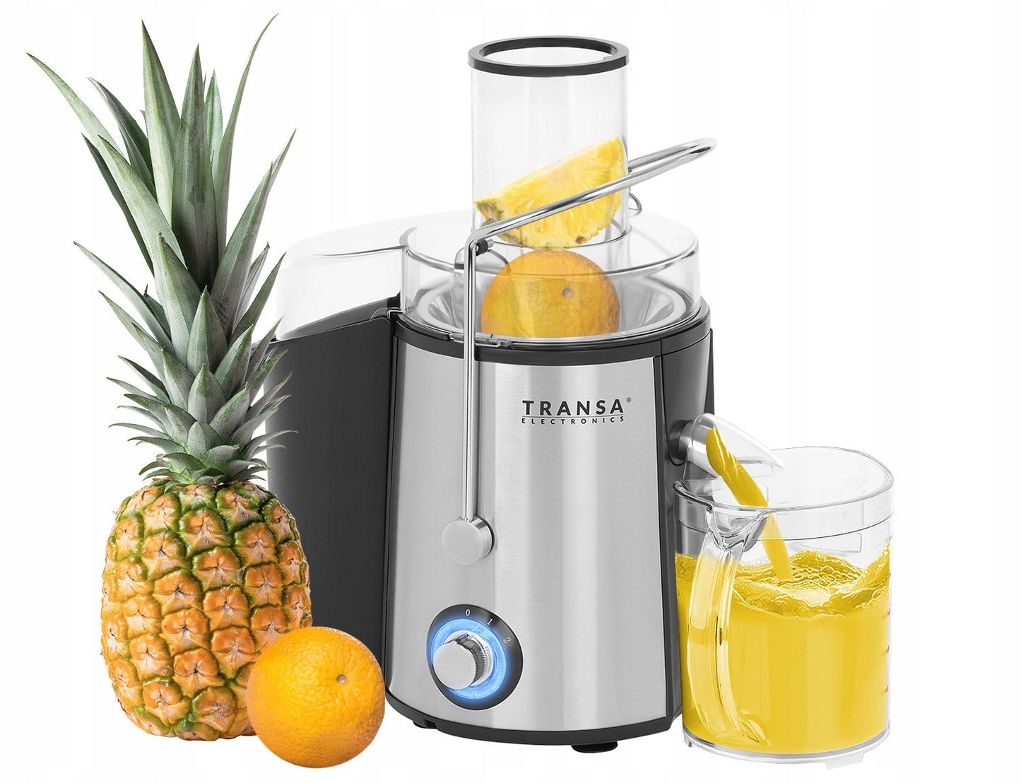 Galinga vaisių ir daržovių sulčiaspaudė FreshJuice TRANSA 1400W – greita ir efektyvi sulčių gamyba namuose