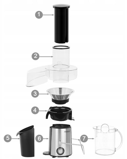 Galinga vaisių ir daržovių sulčiaspaudė FreshJuice TRANSA 1400W – greita ir efektyvi sulčių gamyba namuose