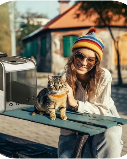 Furrever Friends kuprinė-nešyklė šunims ir katėms su langeliu, pavadėliu, ventiliacija ir užuolaidėle