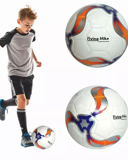Futbolo kamuolys Flying Mike 5 dydžio, treniruotėms, aikštelei, baltas