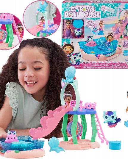 Gabby's Dollhouse didelis baseino rinkinys: 2 figūrėlės, Gabi, Merkatė ir čiuožykla