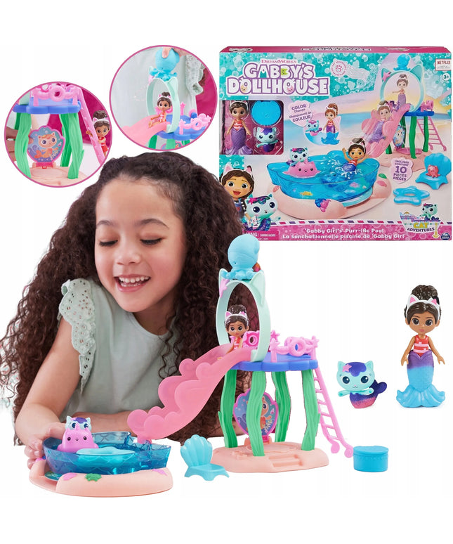 Gabby's Dollhouse didelis baseino rinkinys: 2 figūrėlės, Gabi, Merkatė ir čiuožykla