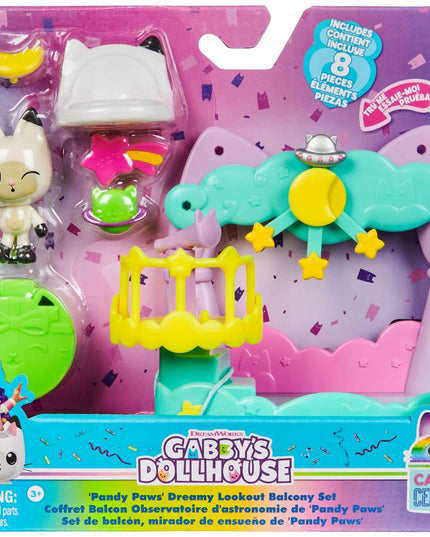 Gabby's Dollhouse rinkinys su balkonu ir figūrėle Pandy Paws + priedai