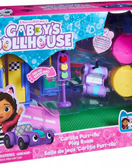 Gabby's Dollhouse žaidimų kambario rinkinys su „Kocifura“ figūrėle ir priedais