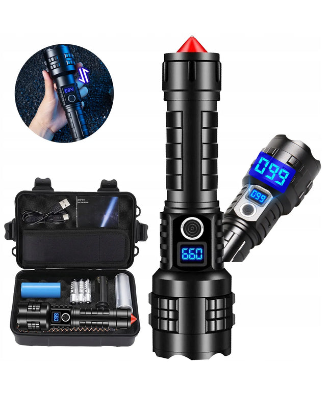 GALIINGAS TAKTINIS LED ŽIBINTUVĖLIS SU PRIARTINIMU, ĮKRAUNAMAS, 10000LM, 26650 5000mAh, IPX5