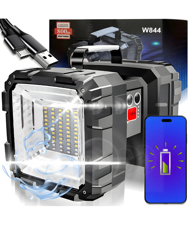 Galinga taktinė LED žibintuvėlis RETOO E973, 1800 lm, įkraunamas, USB, „Powerbank“ funkcija