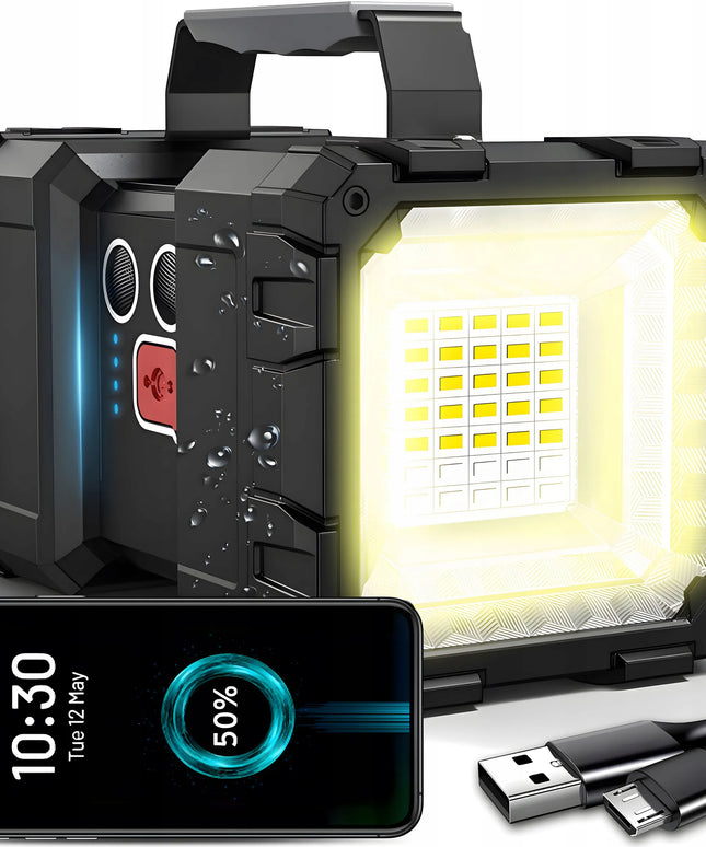 Galinga taktinė LED žibintuvėlis RETOO E973, 1800 lm, įkraunamas, USB, „Powerbank“ funkcija
