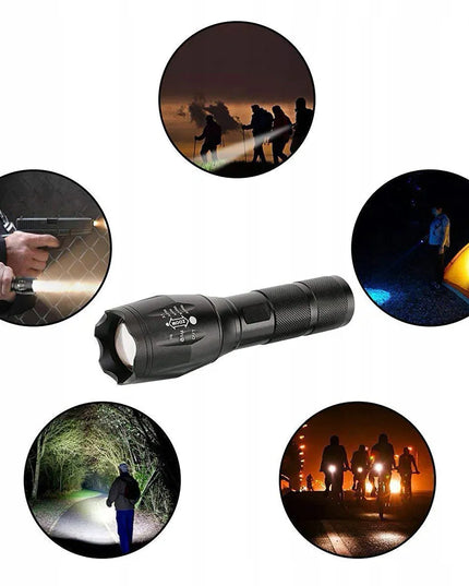 Galinga taktinė LED žibintuvėlis XML-T6 CREE su priartinimo funkcija