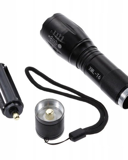 Galinga taktinė LED žibintuvėlis XML-T6 CREE su priartinimo funkcija